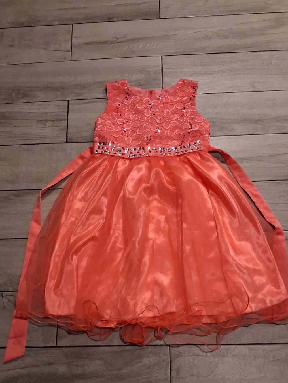 🍁Girls Coral Lace & Tulle Party Dress🍦